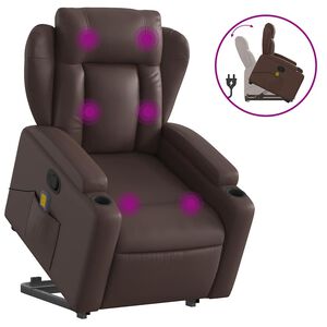 vidaXL Sill&oacute;n reclinable de masaje de pie de cuero sint&eacute;tico marr&oacute;n