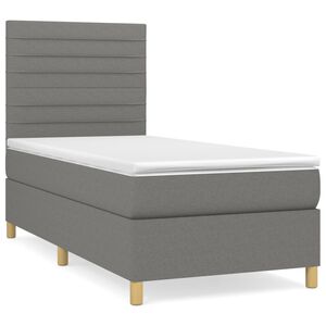 vidaXL Cama box spring con colch&oacute;n tela gris oscuro 80x200 cm