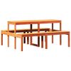 vidaXL Mesa de p&iacute;cnic madera maciza de pino marr&oacute;n cera 160x134x75 cm