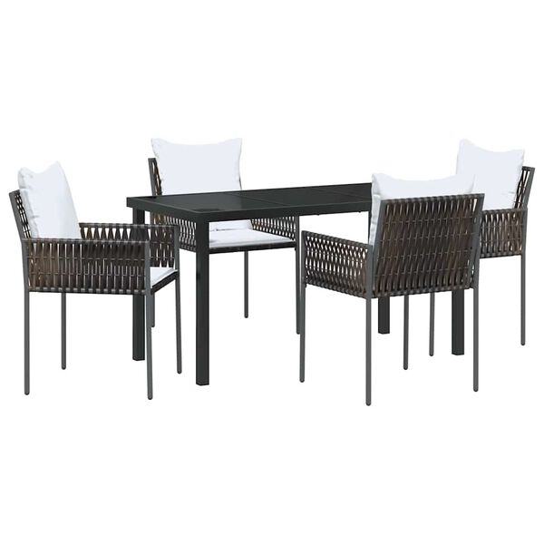 vidaXL Conjunto de Comedor de Jard&iacute;n 5 pcs Marr&oacute;n y Negro