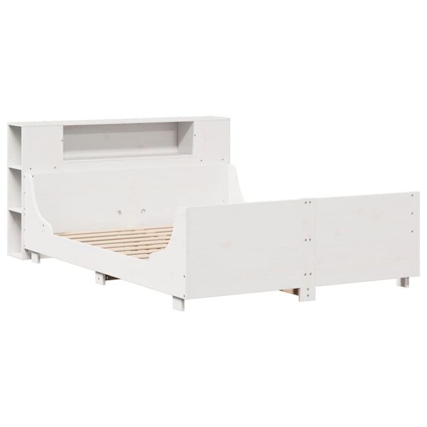 vidaXL Estructura de cama sin colch&oacute;n madera de pino blanco 135x190 cm