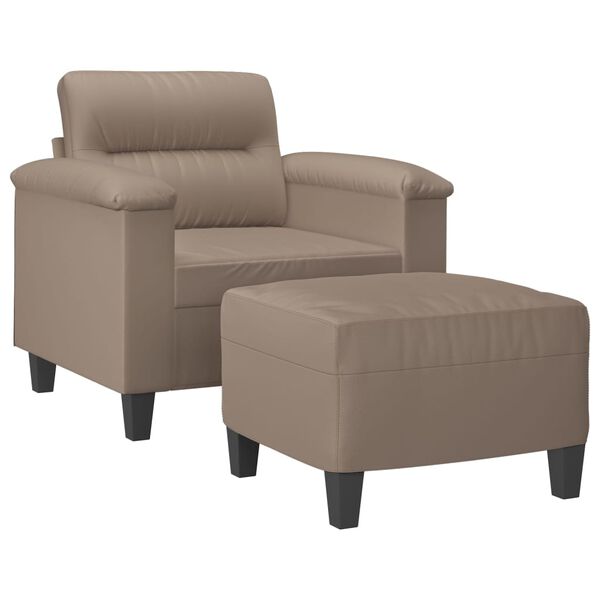 vidaXL Sill&oacute;n con taburete tela de microfibra gris taupe 60 cm