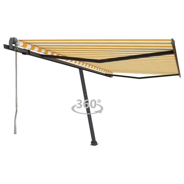 vidaXL Toldo de pie autom&aacute;tico amarillo y blanco 450x300 cm