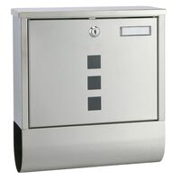 HI Buzón con compartimento de periódicos acero inox 30,5x9,6x33,5 cm