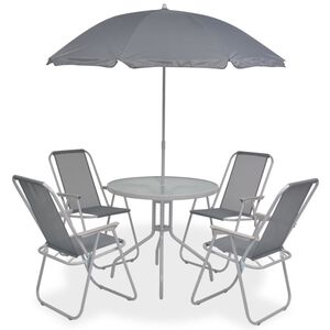vidaXL Juego de comedor de jard&iacute;n 6 piezas acero y textilene gris