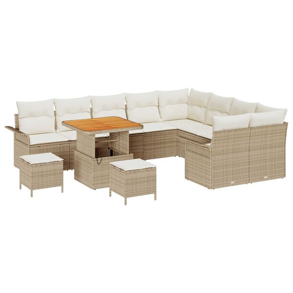 vidaXL Conjunto de sof&aacute; de jard&iacute;n con coj&iacute;n 12 pcs Beige y Crema