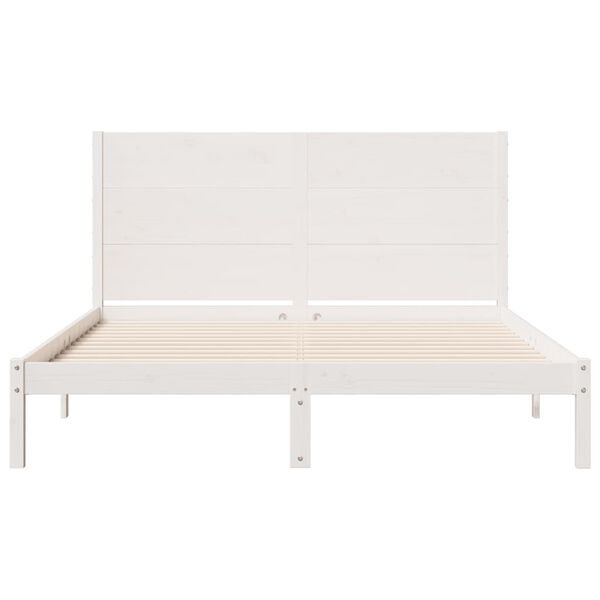 vidaXL Cama extralarga sin colch&oacute;n madera maciza blanca 140x210 cm