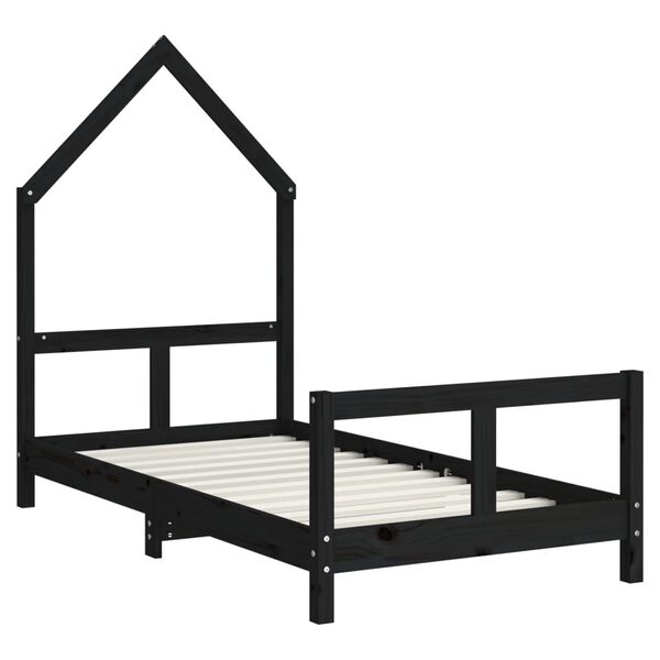 vidaXL Estructura de cama para ni&ntilde;os madera de pino negro 80x160 cm