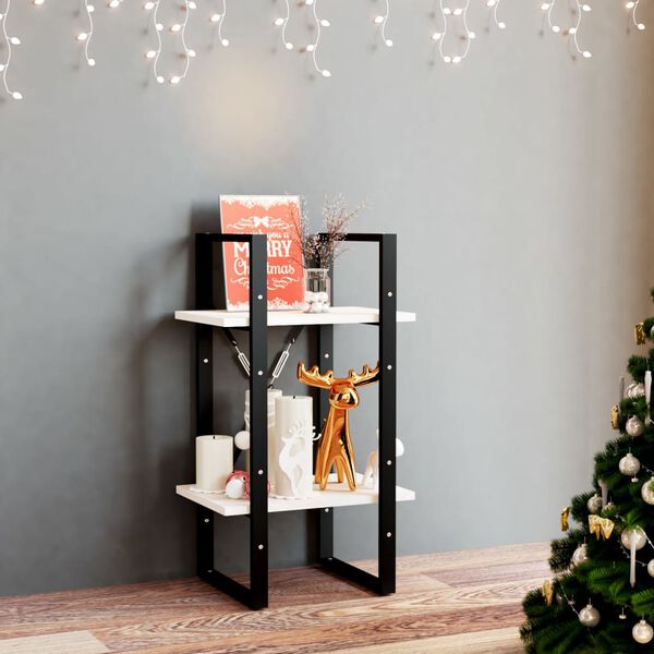 vidaXL Estantería 2 niveles madera maciza de pino blanco 40x30x70 cm