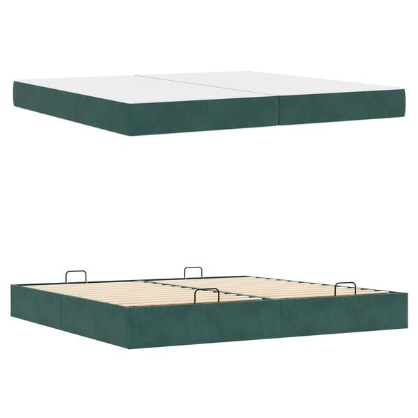 vidaXL Estructura de cama con colch&oacute;n 2 pcs Verde Terciopelo