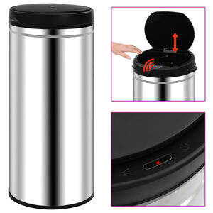 vidaXL Cubo de basura con sensor autom&aacute;tico 80 L acero inoxidable