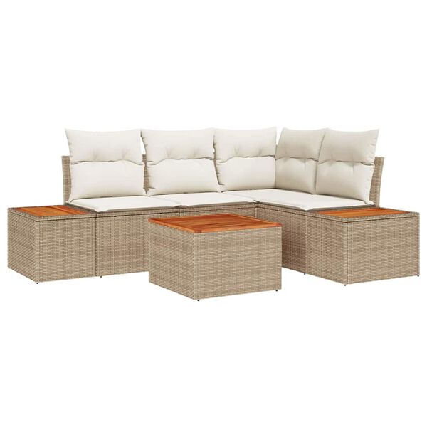 vidaXL Conjunto de sofá de jardín 5 pcs Beige ratán sintético