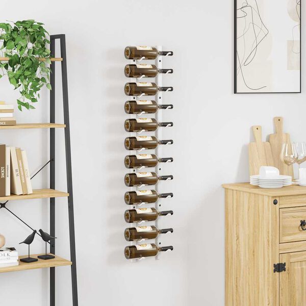 vidaXL Botellero de pared para 12 botellas hierro blanco