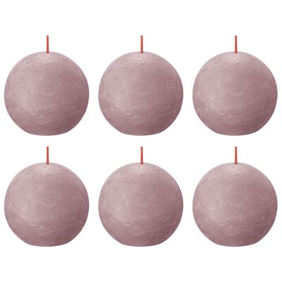 Bolsius Velas de bola rústicas Shine 6 unidades rosa ceniza 76x71 mm