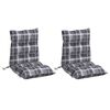 vidaXL Cojines para silla respaldo bajo 2 uds tela Oxford cuadros gris