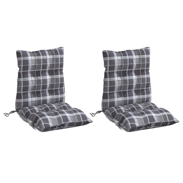 vidaXL Cojines para silla respaldo bajo 2 uds tela Oxford cuadros gris