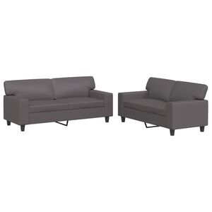 vidaXL Juego de sof&aacute;s 2 piezas cuero sint&eacute;tico gris