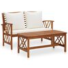 vidaXL Muebles de jard&iacute;n 2 piezas con cojines madera maciza de acacia