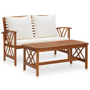 vidaXL Muebles de jard&iacute;n 2 piezas con cojines madera maciza de acacia
