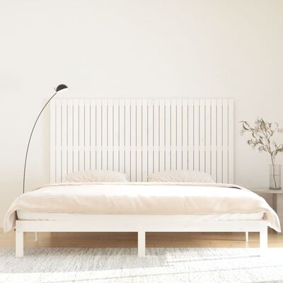 vidaXL Cabecero de cama de pared madera maciza pino blanco 204x3x110cm