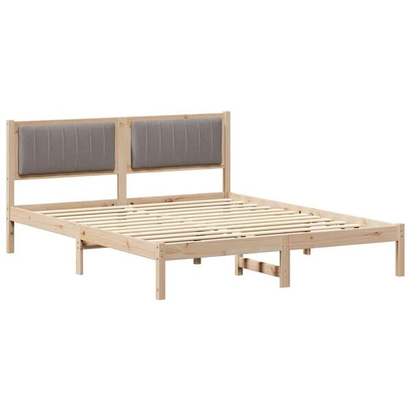 vidaXL Estructura de Cama con Cabecera Tapizada Taup&eacute; 150 x 200 cm