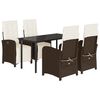 vidaXL Set comedor de jard&iacute;n 5 piezas y cojines rat&aacute;n sint&eacute;tico marr&oacute;n