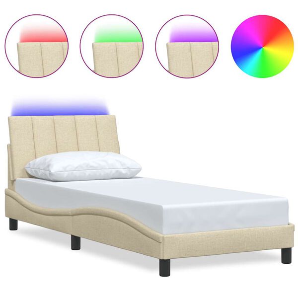 vidaXL Estructura de cama sin colch&oacute;n Hanko tela crema 90x190 cm