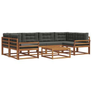 vidaXL Conjunto de sof&aacute;s de exterior 7 pcs Natural y Antracita