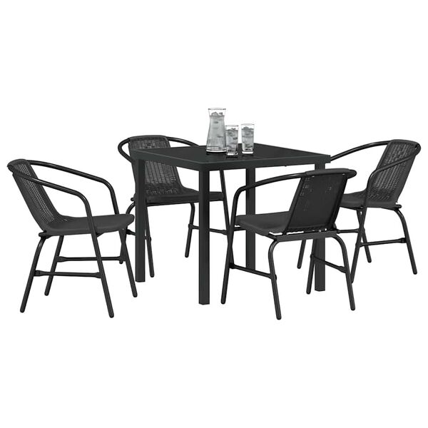vidaXL Conjunto de Comedor de Jard&iacute;n 5 pcs Negro
