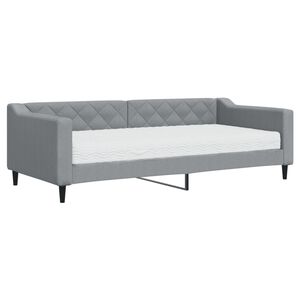 vidaXL Sof&aacute; cama con colch&oacute;n tela gris claro 90x200 cm