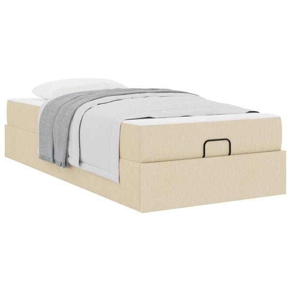 vidaXL Estructura de cama con colch&oacute;n con colch&oacute;n 2 pcs Crema tela
