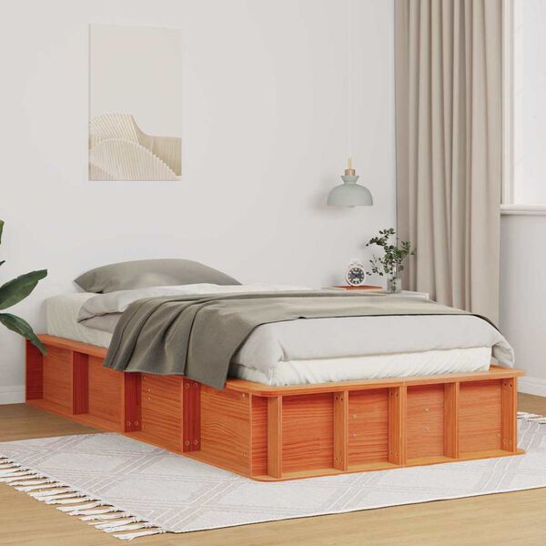 vidaXL Estructura de cama Marr&oacute;n cera 75 x 190 cm
