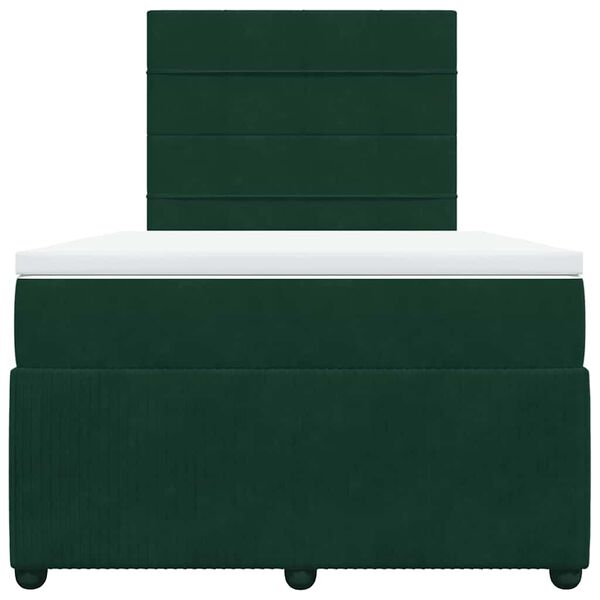 vidaXL Cama box spring con colch&oacute;n terciopelo verde oscuro 120x200 cm