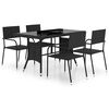 vidaXL Juego de comedor para jard&iacute;n 5 piezas rat&aacute;n sint&eacute;tico negro
