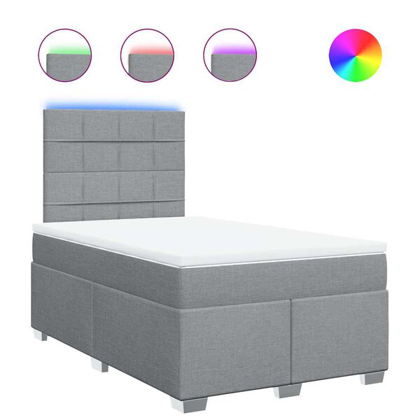 vidaXL Cama box spring con colch&oacute;n tela gris claro 120x200 cm