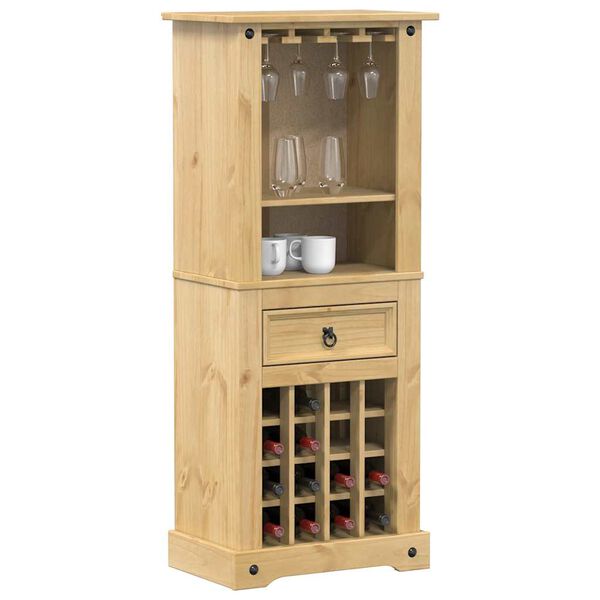 vidaXL Mueble botellero Corona madera maciza de pino 56x35x134,5 cm
