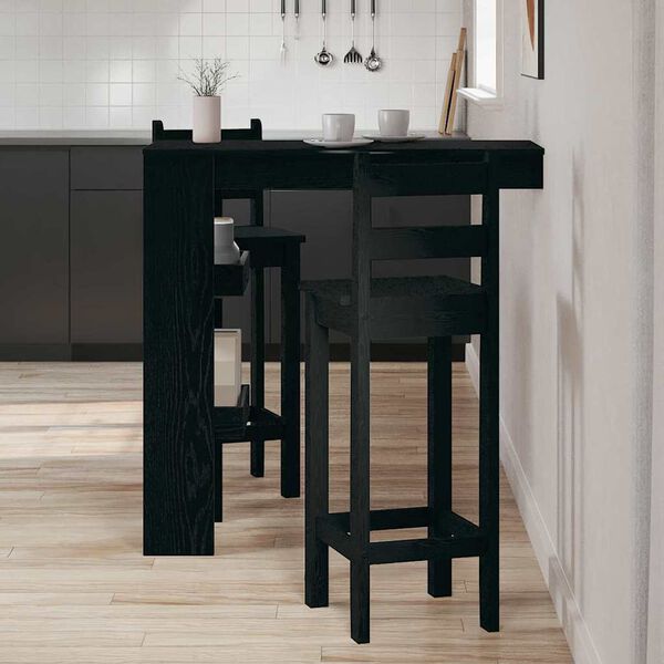 vidaXL Mesa de Bar de Pared Roble Negro 102 x 45 x 103,5 cm
