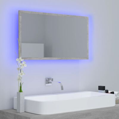 vidaXL Espejo de baño acrílico gris hormigón 80x8,5x37 cm
