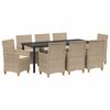 vidaXL Conjunto de Comedor de Jard&iacute;n 9 pcs Beige rat&aacute;n sint&eacute;tico