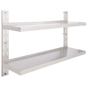 vidaXL Estanter&iacute;a pared flotante 2 niveles acero inoxidable 120x30 cm