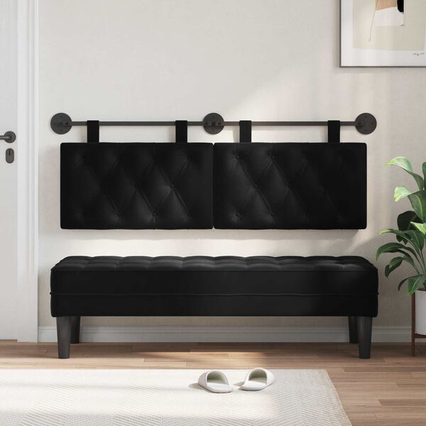 vidaXL Cabecera Colgante Negro 150 x 55 x 7 cm Terciopelo