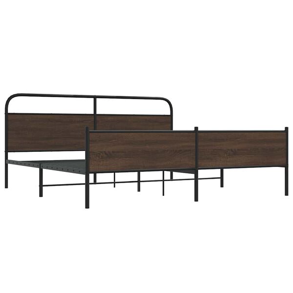 vidaXL Estructura de cama sin colch&oacute;n metal roble marr&oacute;n 183x213 cm