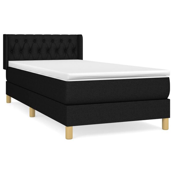 vidaXL Cama box spring con colch&oacute;n tela negro 100x200 cm