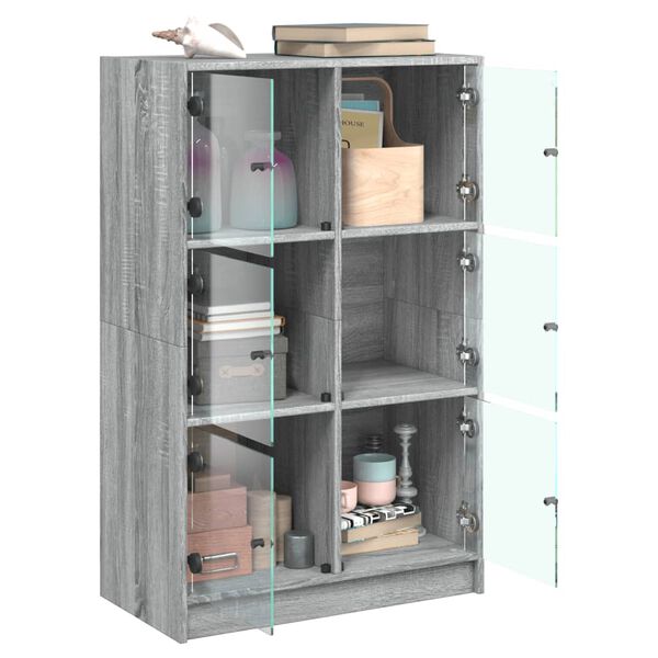 vidaXL Aparador alto con puertas madera gris Sonoma 68x37x109 cm