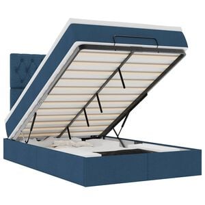 vidaXL Estructura de cama otomana con colch&oacute;n tela azul 120x200cm