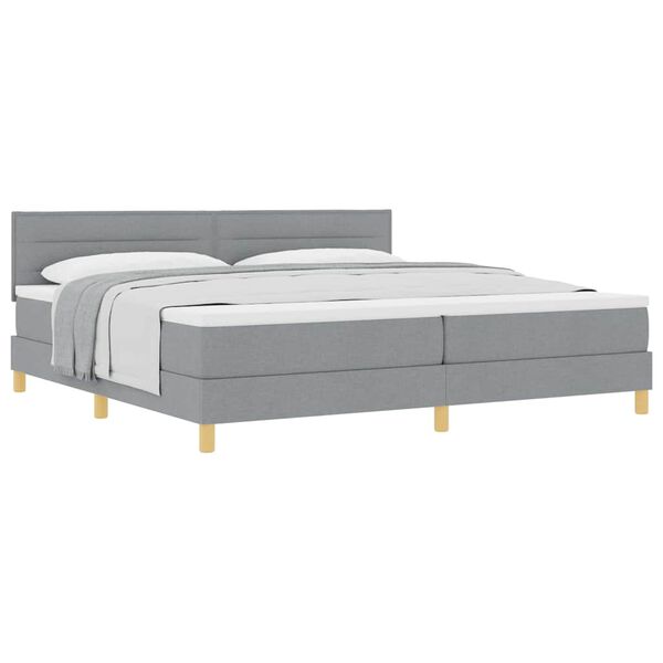 vidaXL Cama box spring con colch&oacute;n Gris claro 200 x 200 cm tela