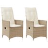 vidaXL Sillones reclinables de jard&iacute;n con cojines beige 2 uds rat&aacute;n PE