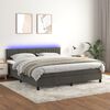 vidaXL Cama box spring colch&oacute;n y LED terciopelo gris oscuro 180x200 cm