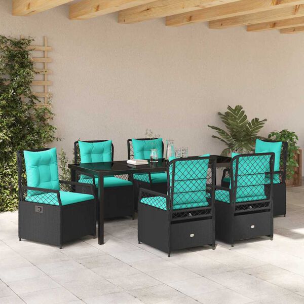 vidaXL Conjunto de Comedor de Jard&iacute;n 7 pcs Negro rat&aacute;n sint&eacute;tico