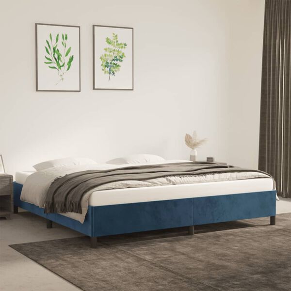 vidaXL Estructura cama sin colch&oacute;n terciopelo azul oscuro 200x200 cm
